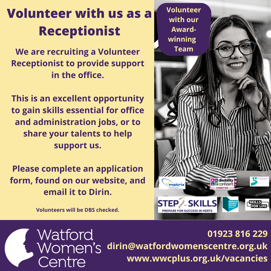 We are recruiting a Volunteer Receptionist to provide support in the office. This is an excellent opportunity to gain skills essential for office and administration jobs, or to share your talents to help support us. Please complete an application form, found on our website, and email it to Dirin. https://view.officeapps.live.com/op/view.aspx?src=https%3A%2F%2Fwwcplus.org.uk%2Fuserfiles%2FVolunteerApplicationFormAugust20231.docx&wdOrigin=BROWSELINK www.wwcplus.org.uk/vacancies